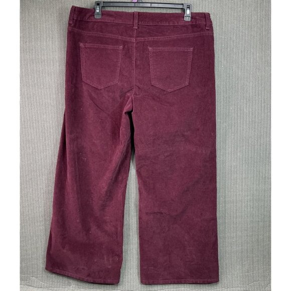 Time And Tru Womens Size 20 Burgundy Wine  High Rise Wide Leg Velvet Pants - Picture 2 of 12
